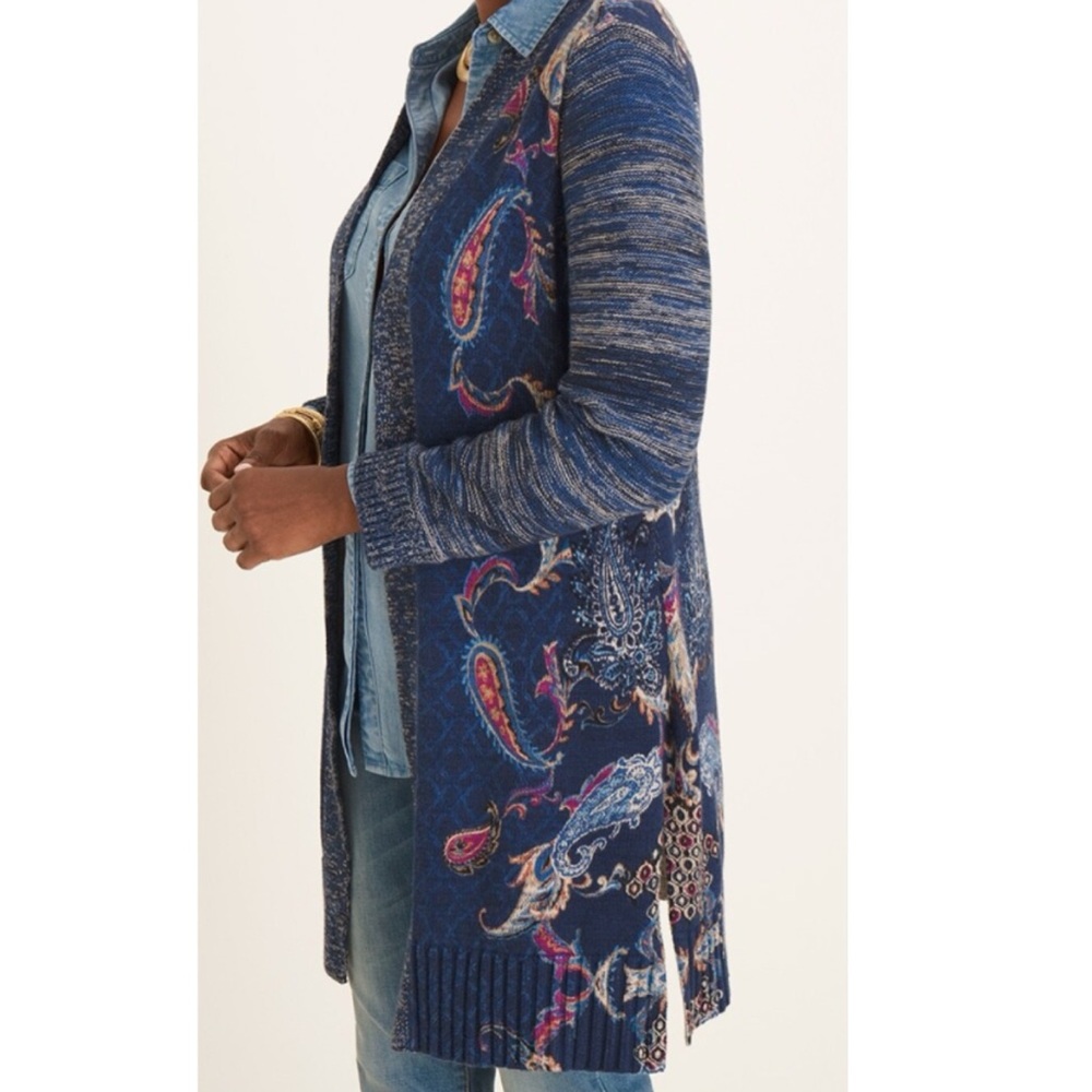 Chico’s Mixed Print Paisley Cardigan Size Small